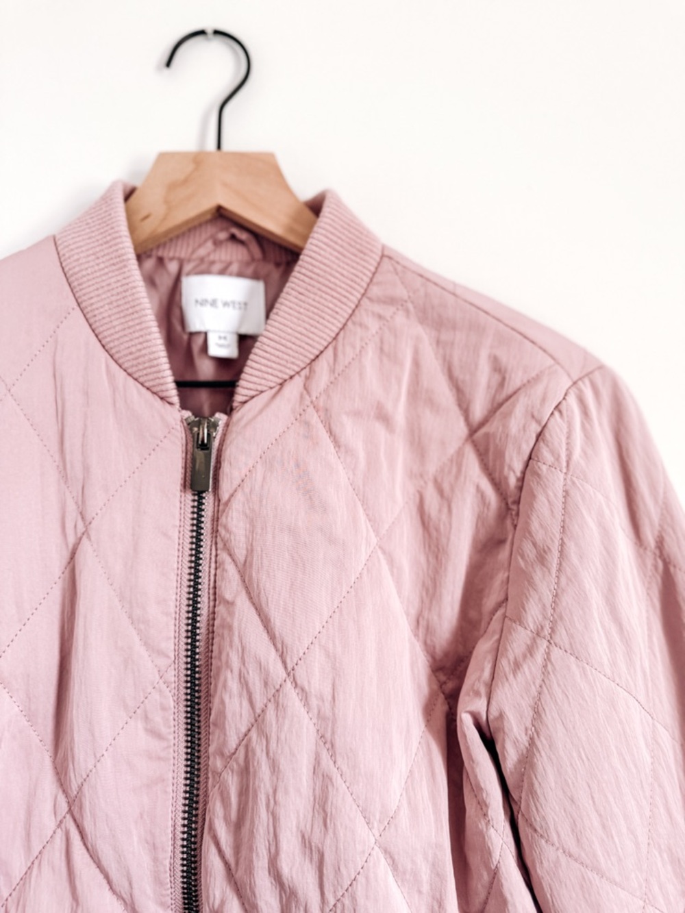 Nine West Pink Quilted Bomber Jacket Size Medium - Picture 3 of 7
